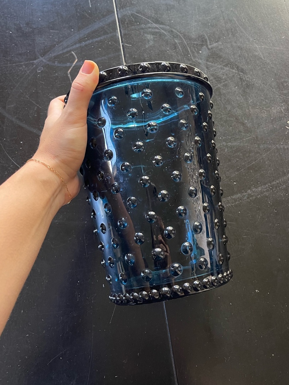 Simpatico Hobnail Lidded Glass Vase/Candle Vessel